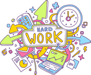colorful of office objects with text on whit vector image