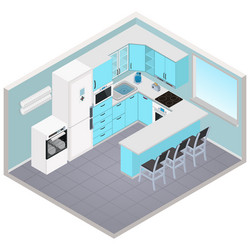 Isometric kitchen interior Royalty Free Vector Image