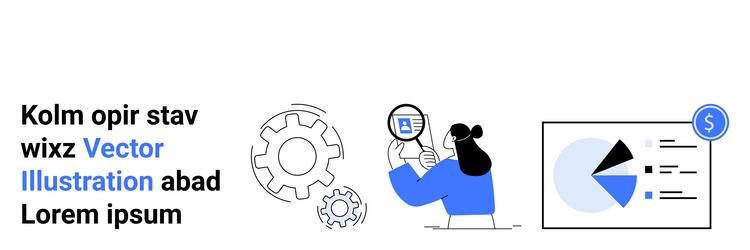 woman analyzing data insights with graphs gears vector image