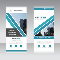 blue business roll up banner flat design template vector