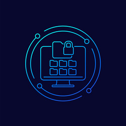 locked folder icon with a computer linear design vector image