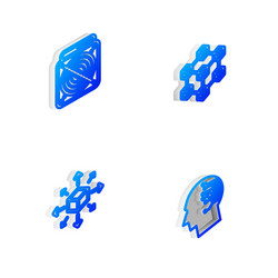 set isometric line blockchain technology asic vector image
