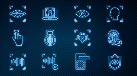 set line shield eye scan rejection fingerprint vector image