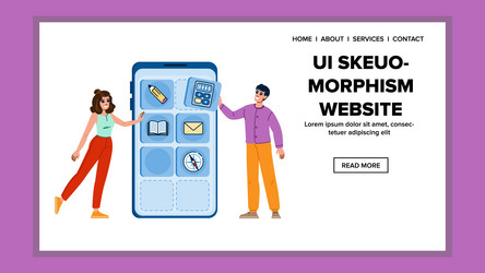 user ui skeuomorphism website vector image