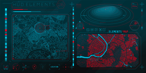 a set hud maps elements for futuristic vector image