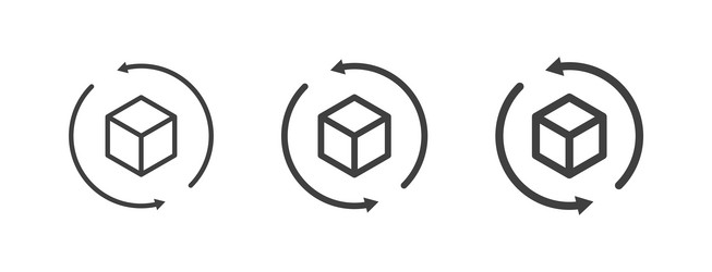 cube icon with rotate arrow augmented reality vector image