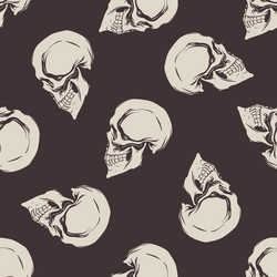 hendrow skull pattern on a dark brown background vector image