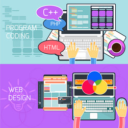 program coding and web design vector image