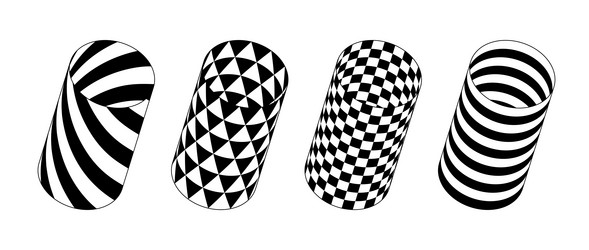collection of cylinder with different patterns vector image