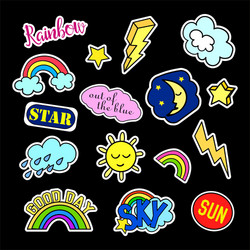 Fashion patch badges sky set stickers pins vector