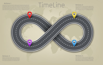 infographic world map road timeline layout vector