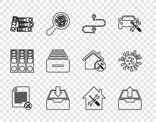 set line file document service upload inbox vector image