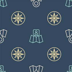 set line folded map with location marker wind vector image