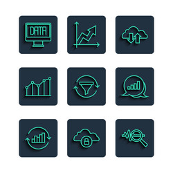set line pie chart infographic cloud computing vector image