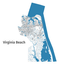 Detailed map virginia beach city linear print Vector Image
