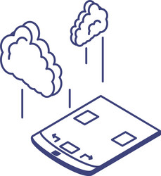 designer tablet technology with clouds computing vector image