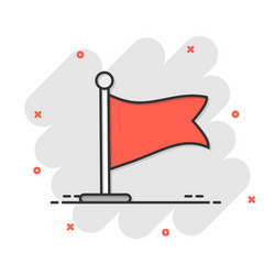 Flag icon in comic style pin cartoon on white vector