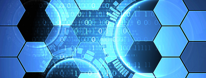hexagons on gradient color background hi-tech vector image