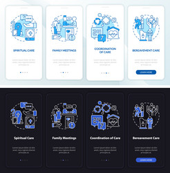 hospice care night and day mode onboarding mobile vector