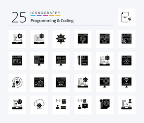 programming and coding 25 solid glyph icon pack vector image