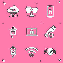 set cloud api interface ftp folder and lock vector image