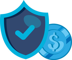 Shield with check mark and coin security system vector