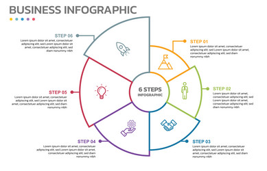 visual data presentation cycle diagram with 6 vector image