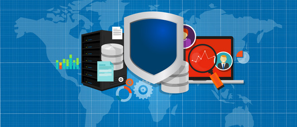 data protection database security internet shield vector image