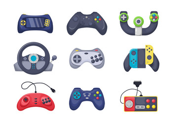 game console objects set gamepad playing joystick vector image
