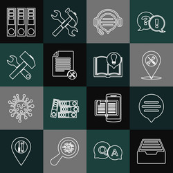 set line drawer with documents speech bubble chat vector image