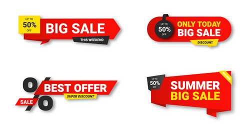 Set sale tags discount and special offer vector