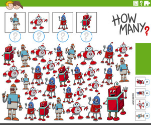 how many cartoon robot characters counting game vector image