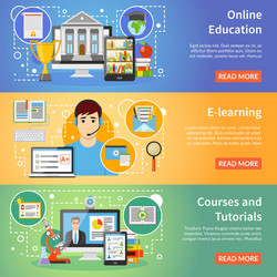 education flat banners vector