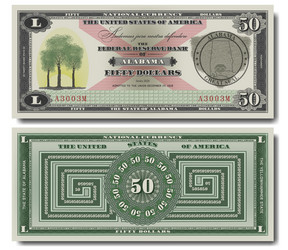 fictional 50 us dollars dedicated to alabama vector