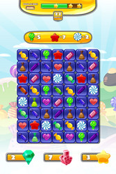 game ui candy match 3 set icons buttons vector image