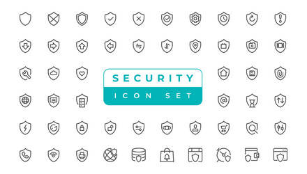 security set of web icons in line style cyber vector image