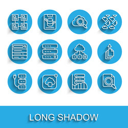 set line server cloud technology data transfer vector image
