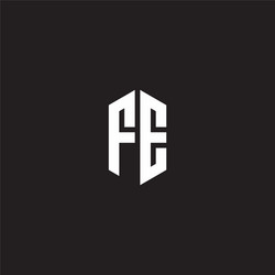 Fe logo monogram with hexagon shape style design vector