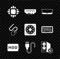 set processor with cpu ram random access memory vector image