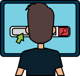 Businessman with computer avatar vector