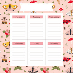 Cute weekly planner background template Royalty Free Vector
