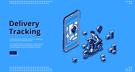 Delivery tracking service isometric landing page vector