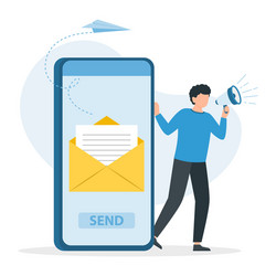 Man Sending Message on Smartphone vector image