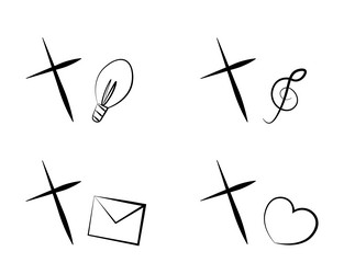 set christian icon cross with different elements vector image