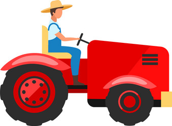 tractor driver flat character farm worker driving vector