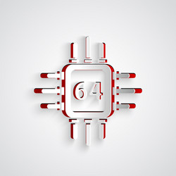 paper cut computer processor with microcircuits vector image