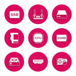 set processor with cpu ram random access memory vector image