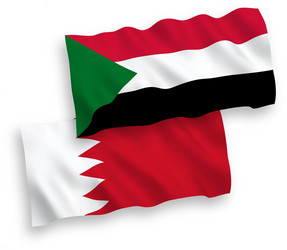 Sudan and Bahrain Flags - White Background Vector Image