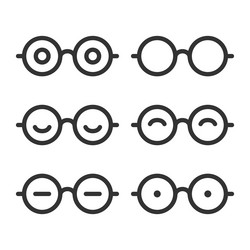 Black silhouettes of different eyeglasses Vector Image