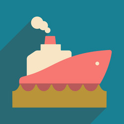 Flat with shadow icon and mobile application boat vector